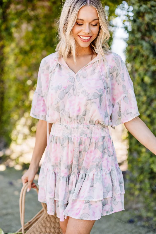 Limited Time Listen To Your Heart Peach Pink Floral Dress