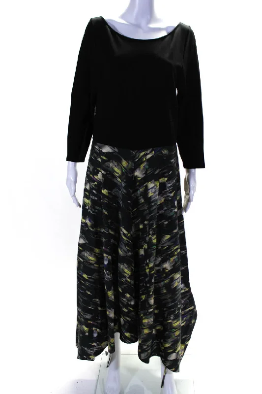 Discount Deals Staci Snider Womens Boat Neck Ponte Printed Midi A Line Dress Black