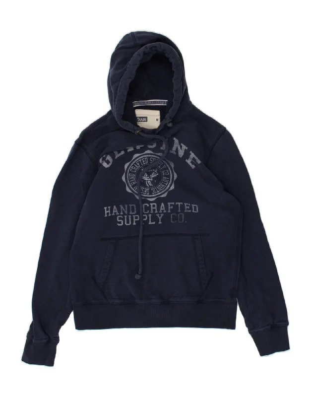 Lowest Price JULES Womens Graphic Hoodie Jumper UK 14 Medium Navy Blue Cotton