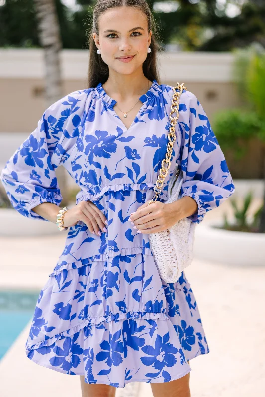 Now or Never All That You Know Periwinkle Blue Floral Dress