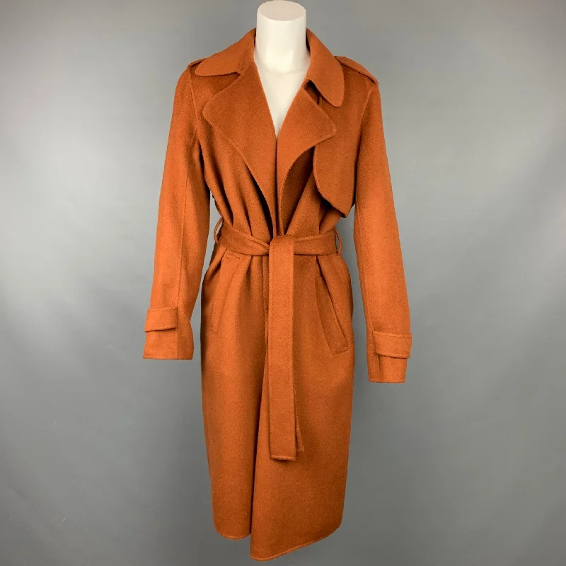 Seasonal Clearance THEORY Size M Rust Wool / Cashmere Shawl Collar Belted Coat