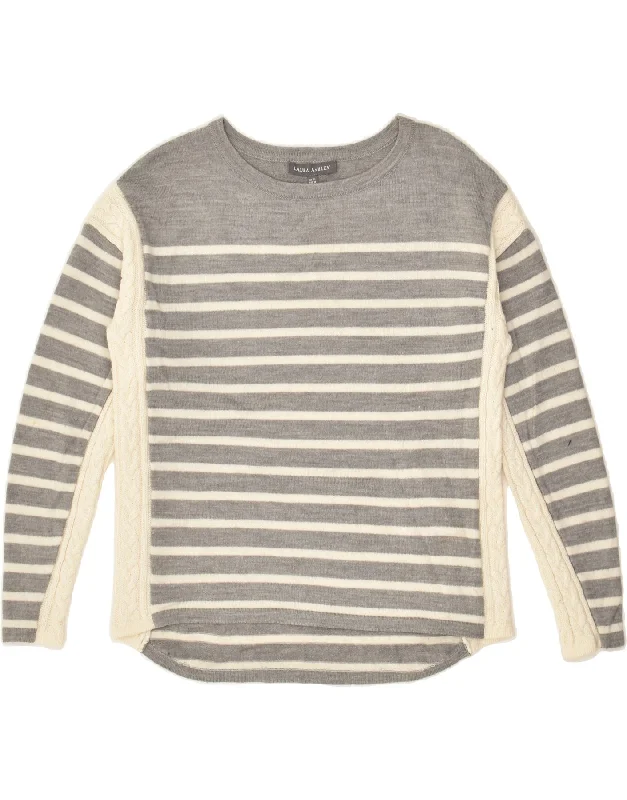 Referral Discount LAURA ASHLEY Womens Boat Neck Jumper Sweater UK 10 Small Grey Striped Referral Discount LAURA ASHLEY Womens Boat Neck Jumper Sweater UK 10 Small Grey Striped