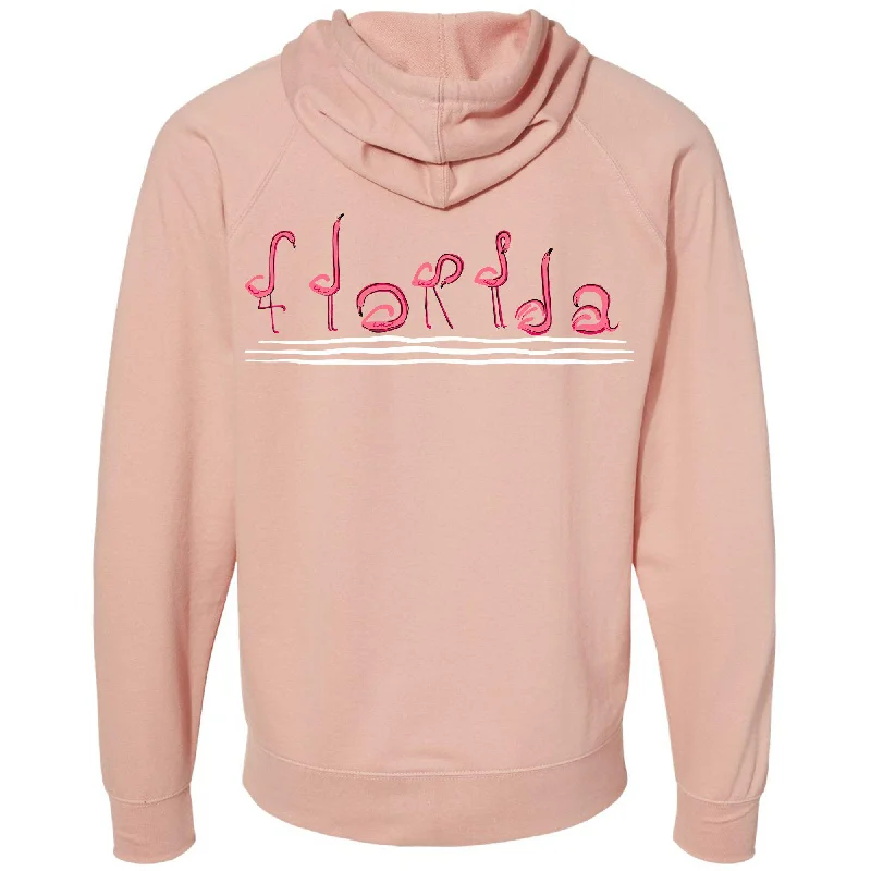Weekend Deal Curvy Flamingos Florida Raglan Zipper Hoodie