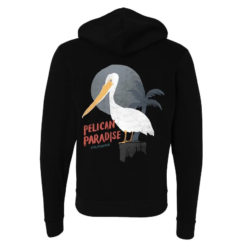 Markdown Madness Pelican Paradise Black Zipper Hoodie