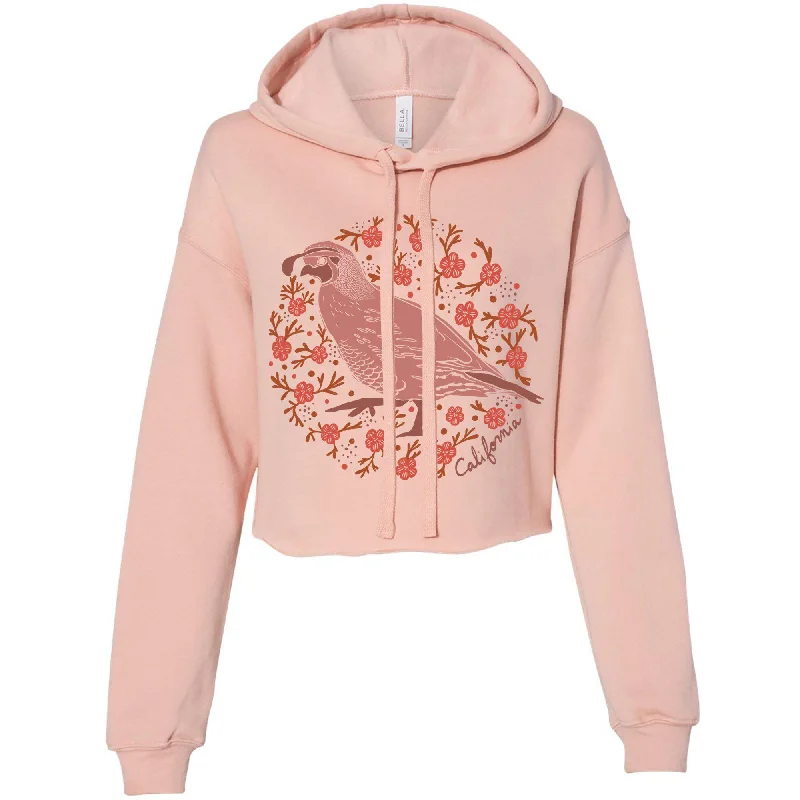 Don’t Miss Out California Poppy Quail Cropped Hoodie