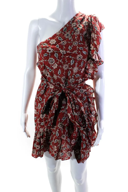 Unbeatable Prices Isabel Marant Etoile Women's One Shoulder Ruffle Floral Tiered Mini Dress Unbeatable Prices Isabel Marant Etoile Women's One Shoulder Ruffle Floral Tiered Mini Dress