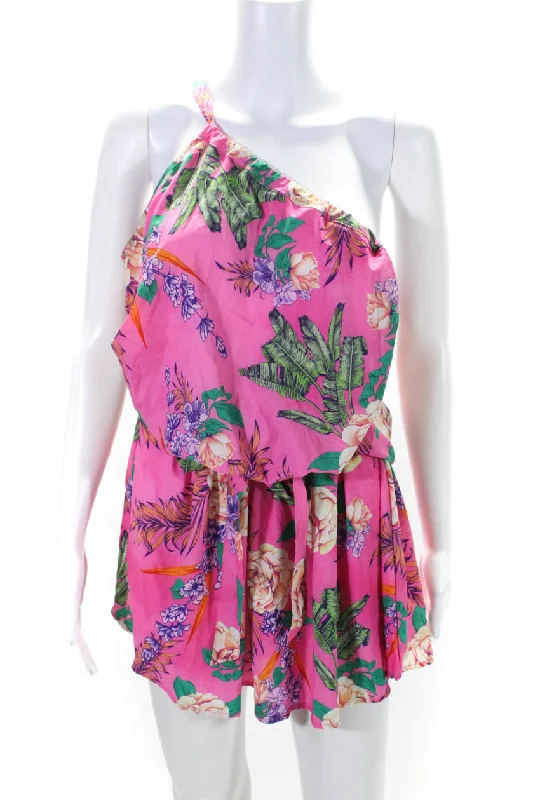 Unmissable Offer Agua Bendita Womens One Shoulder Belted Floral Shift Dress Pink