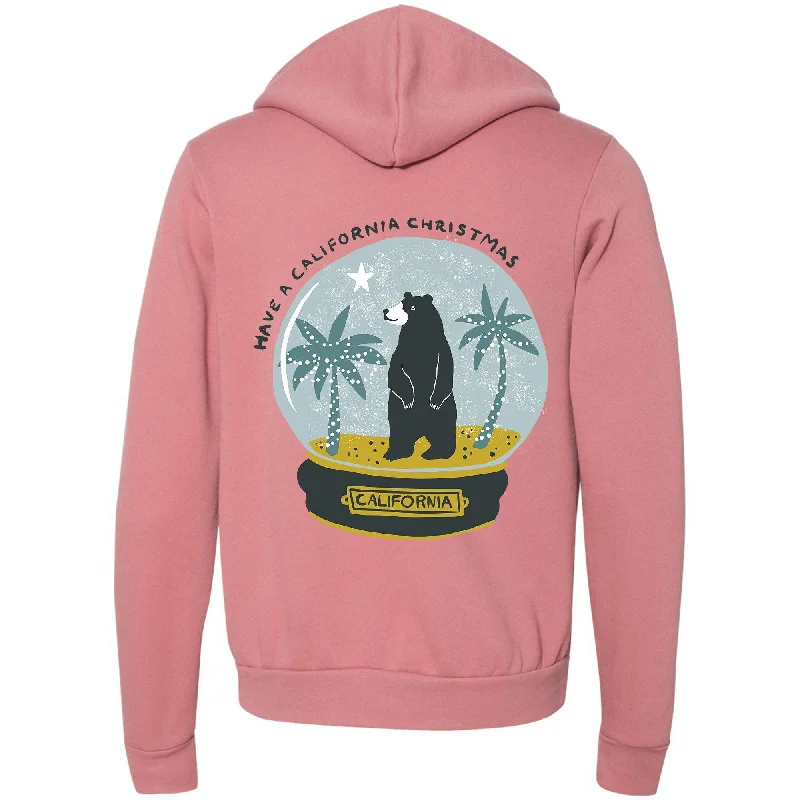 Flash Deals Christmas Globe Mauve Zipper Hoodie