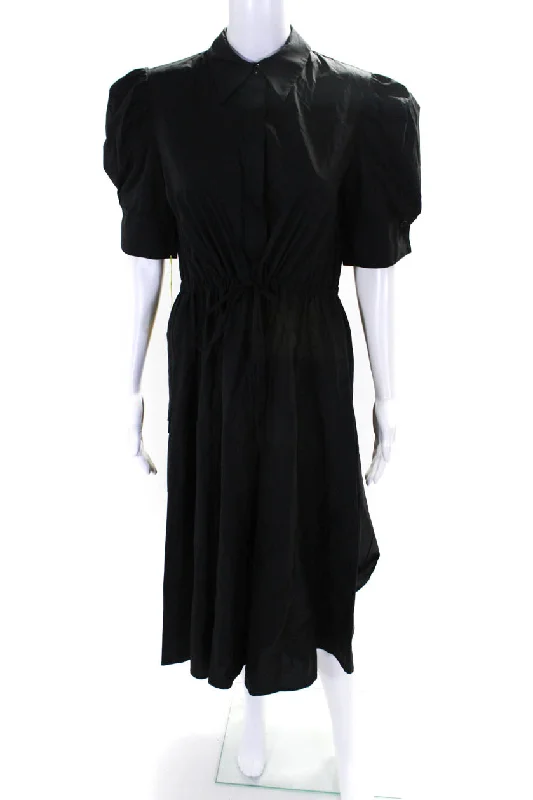 Crazy Savings Meimeij Womens Short Puffy Sleeves A Line Dress Black Cotton