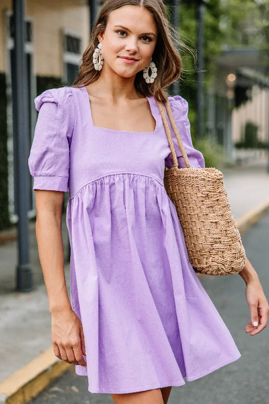 Savings Bonanza Beautiful Work Lavender Purple Babydoll Dress