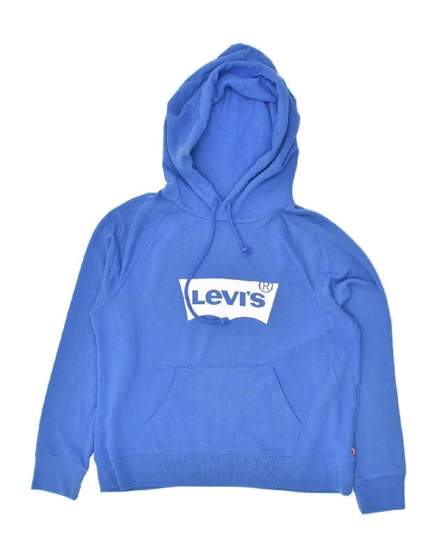 Seasonal Clearance LEVI'S Womens Graphic Hoodie Jumper UK 16 Large Blue