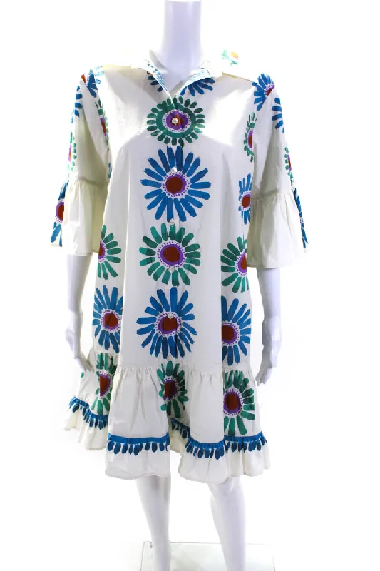 Unmissable Offer La Double J Edition 28 Womens Floral Printed Choux Dress White Cotton Unmissable Offer La Double J Edition 28 Womens Floral Printed Choux Dress White Cotton