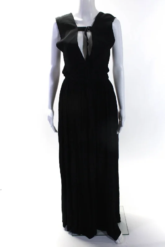 Act Fast Proenza Schouler Womens V Neck Pleated Sleeveless Midi A Line Dress Black Act Fast Proenza Schouler Womens V Neck Pleated Sleeveless Midi A Line Dress Black