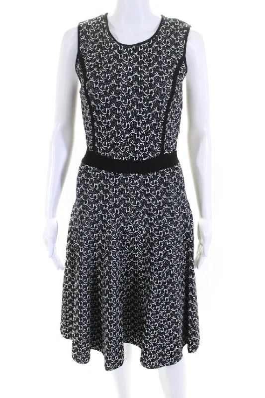Deal Explosion Oscar de la Renta Womens Patterned Sleeveless A Line Dress Black White Deal Explosion Oscar de la Renta Womens Patterned Sleeveless A Line Dress Black White