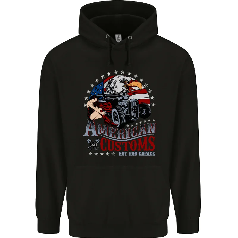 Stock Up and Save American Customs Hot Rod Garage USA Mens 80% Cotton Hoodie
