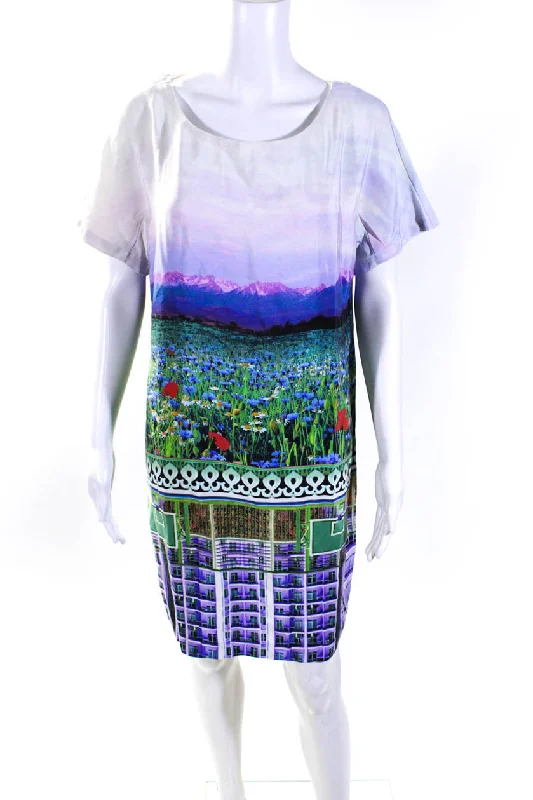 Deal Zone Mary Katrantzou Womens Silk Abstract Print Shirt Dress Multi Colored