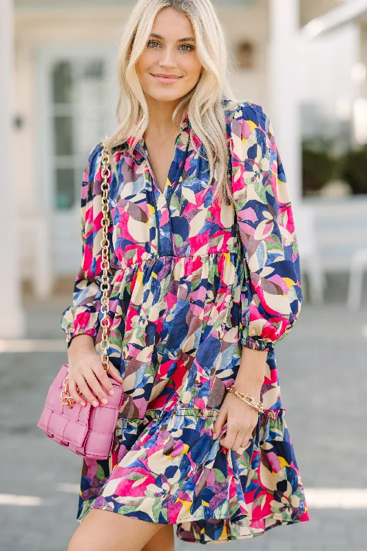 Major Savings Detailed Love Eggplant Purple Abstract Dress
