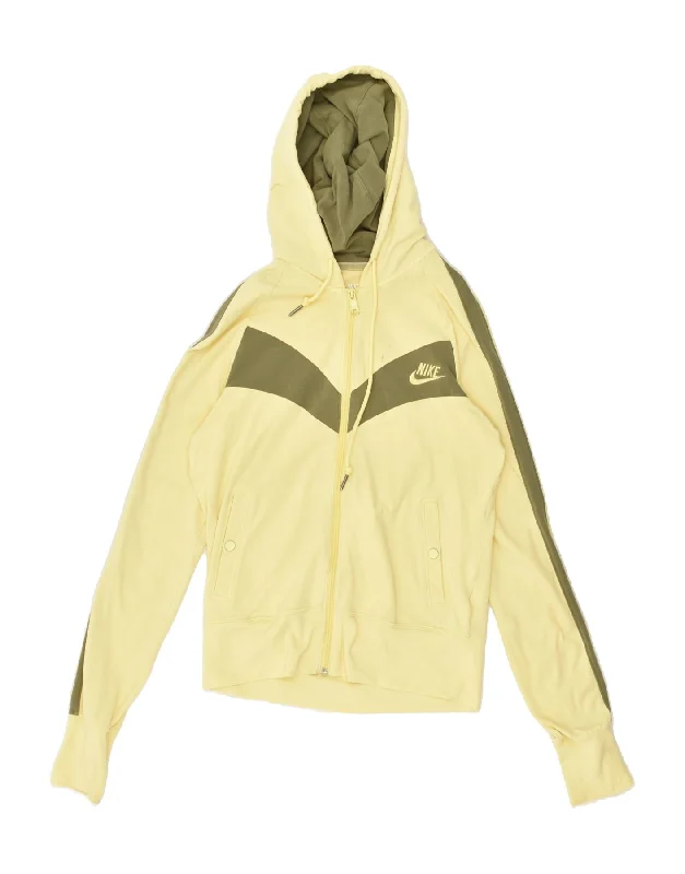Bonus Savings NIKE Womens Zip Hoodie Sweater UK 12 Medium Yellow
