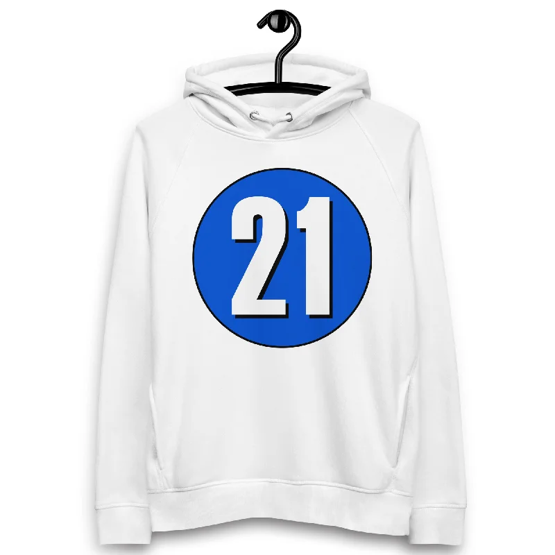 Can't Miss Unisex pullover hoodie: White on Periwinkle 21
