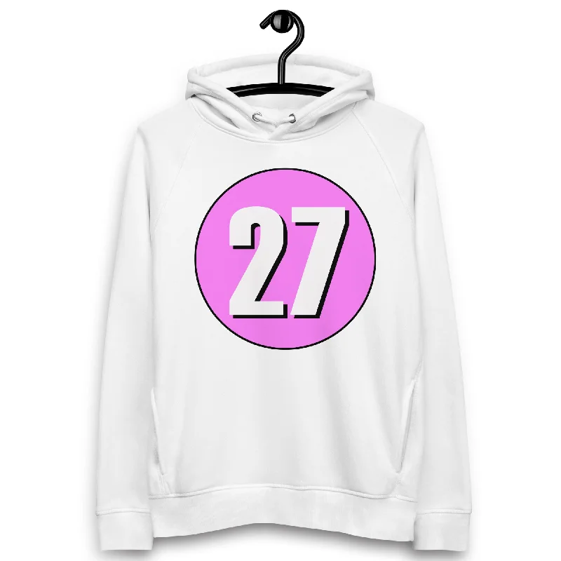 Deal Frenzy Unisex pullover hoodie: White on Pink 27