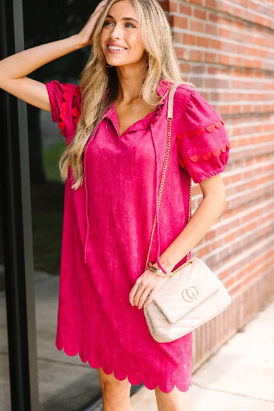 Year-End Clearance Well Known Wine Red Scalloped Dress