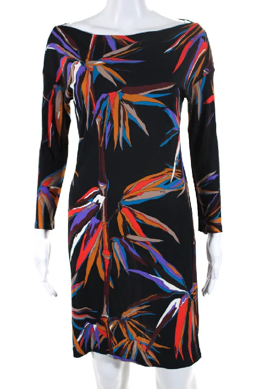 Value Deals Emilio Pucci Womens Abstract Print Long Sleeves Body Con Dress Black