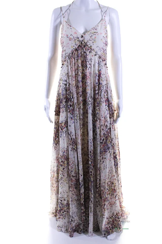 Crazy Deals Prabal Gurung Womens Back Zip Spaghetti Strap Abstract Silk Dress White Crazy Deals Prabal Gurung Womens Back Zip Spaghetti Strap Abstract Silk Dress White