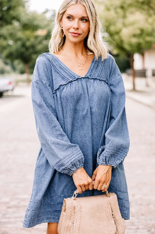Weekend Flash Sale Wherever You're At Denim Blue Babydoll Dress
