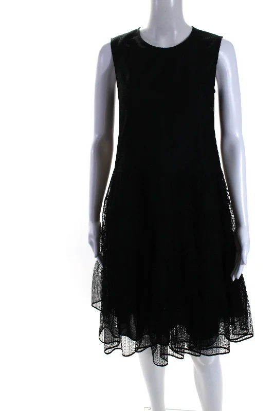 Deep Discounts Adeam Womens Lace Crew Neck Sleeveless A Line Midi Hanabi Dress Black Deep Discounts Adeam Womens Lace Crew Neck Sleeveless A Line Midi Hanabi Dress Black
