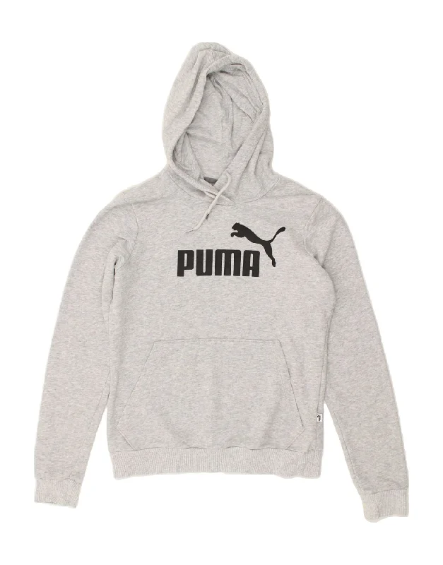 Can't Miss PUMA Womens Graphic Hoodie Jumper UK 10 Small   Grey Cotton