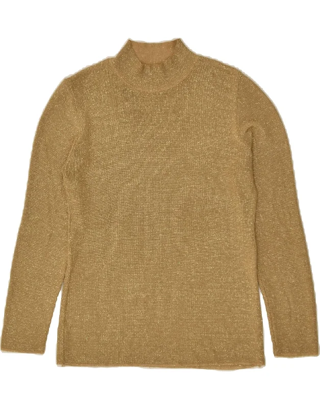 Online Only VINTAGE Womens Turtle Neck Jumper Sweater UK 12 Medium Gold