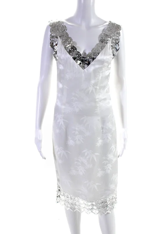 Closeout Sale YUE QI QI Womens V Neck Laser Cut Dress  WHITE