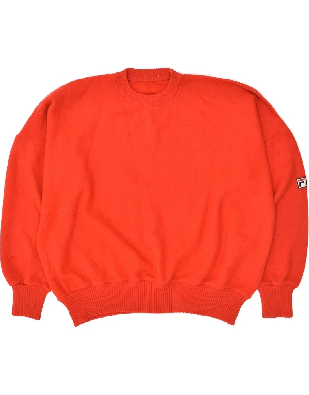 Online Only FILA Womens Crew Neck Jumper Sweater UK 22 3XL Red Virgin Wool