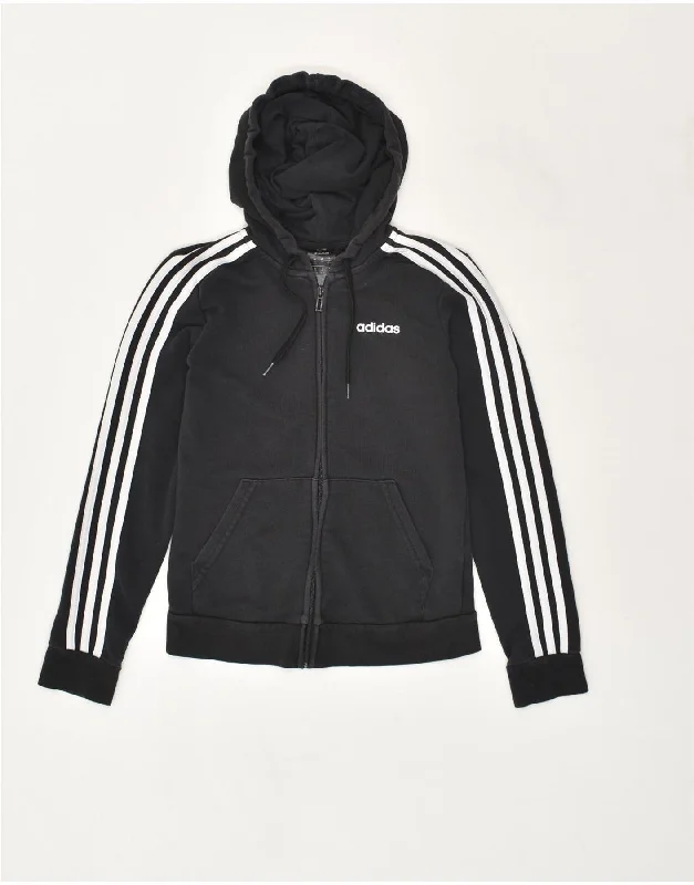 New Deals ADIDAS Womens Zip Hoodie Sweater UK 4/6 XS Black Cotton