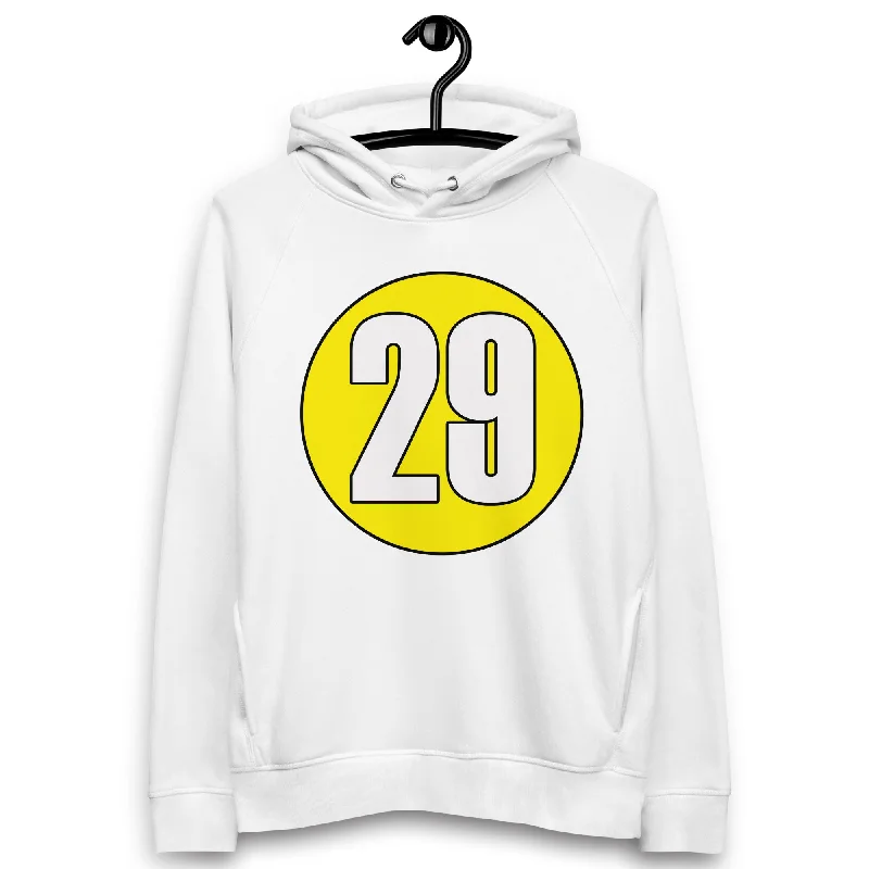 Stock Clearance Unisex pullover hoodie: White on Yellow 29