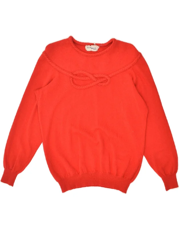 Act Now LES COPAINS Womens Crew Neck Jumper Sweater UK 14 Medium Red Virgin Wool