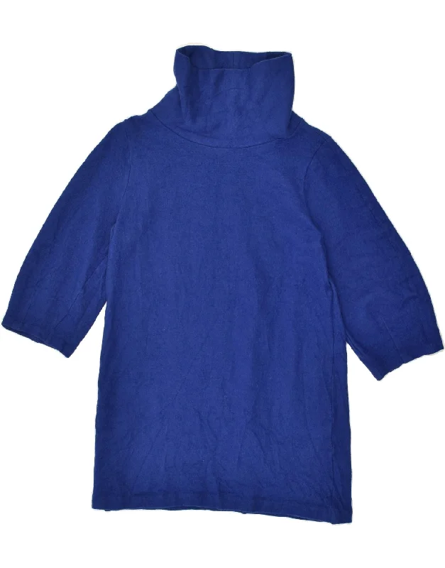YEAR-End Sale COS Womens 3/4 Sleeve Roll Neck Jumper Sweater UK 10 Small Blue Wool