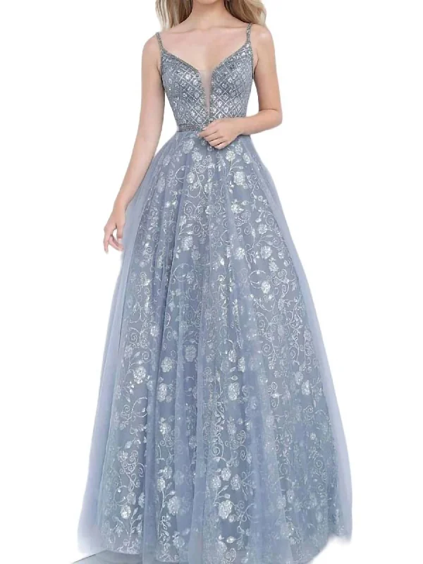 Steals and Deals Long Sweetheart Prom Gown In Charcoal