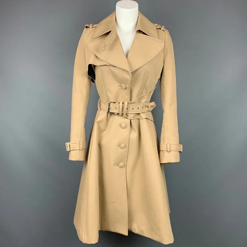 Weekend Flash Sale BOUCHRA JARRAR Size 2 Beige Cotton Blend Belted Trench Coat