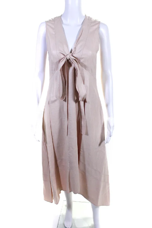 Super Deal Adeam Womens Sleeveless Neck Tie Dress Dusty Rose
