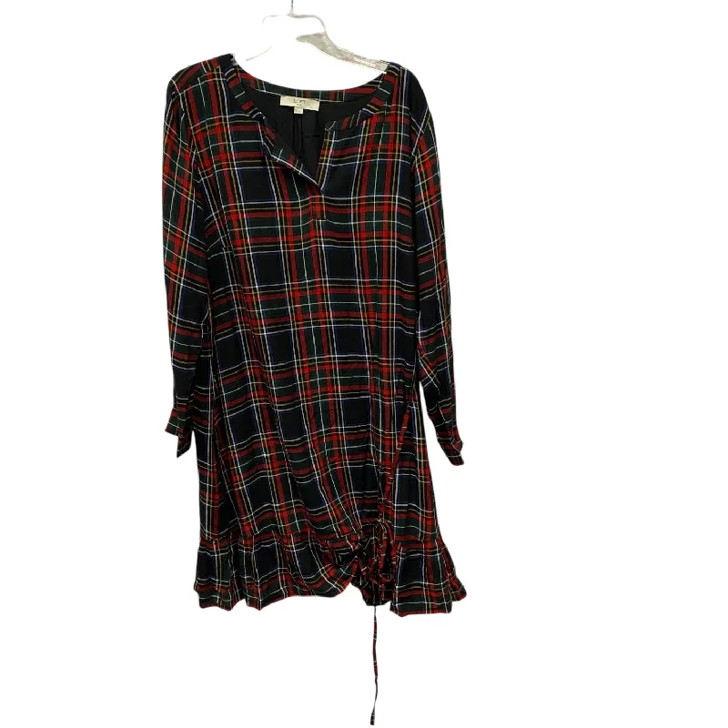Extra Discounts DRESS CASUAL MIDI by LOFT In GREEN & RED, Size: 2X