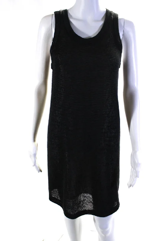 Shop and Save Brunello Cucinelli Womens Gray Scoop Neck Sleeveless Lined A-Line Dress Shop and Save Brunello Cucinelli Womens Gray Scoop Neck Sleeveless Lined A-Line Dress