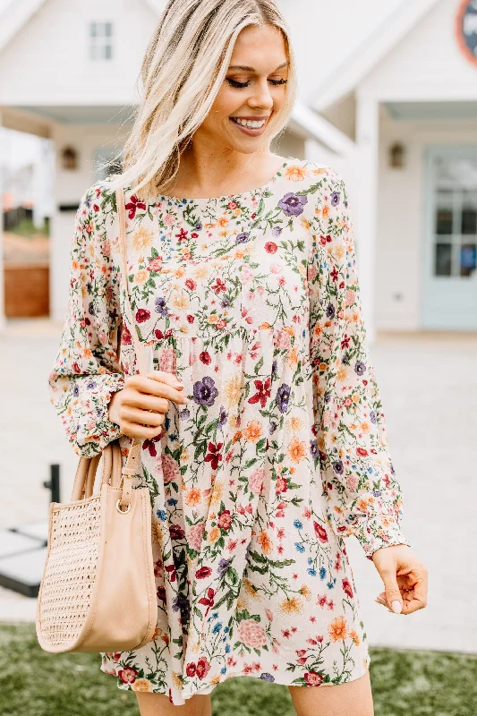 One-DAY Sale The Secret Garden Cream White Floral Dress