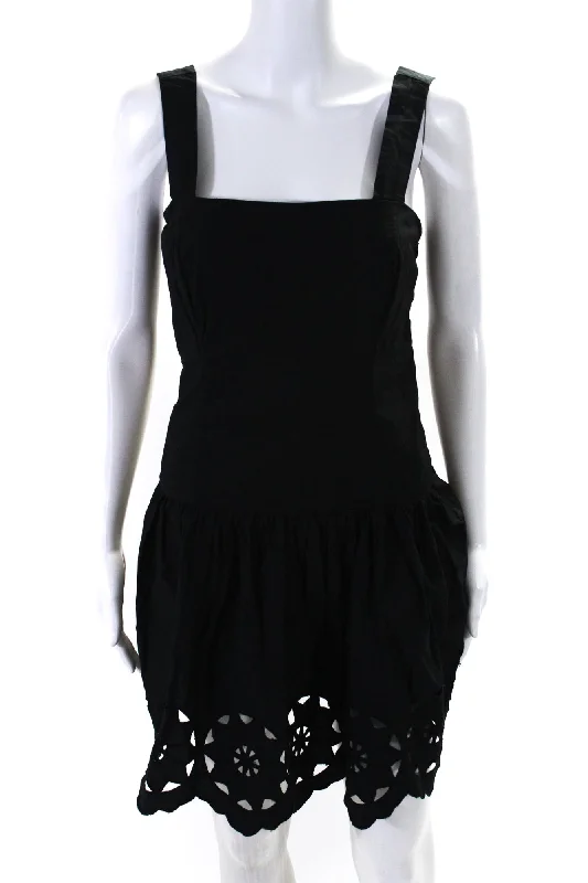 Weekend Deal Rhode Women's Square Neck Sleeveless Drop Waist Mini Dress Black