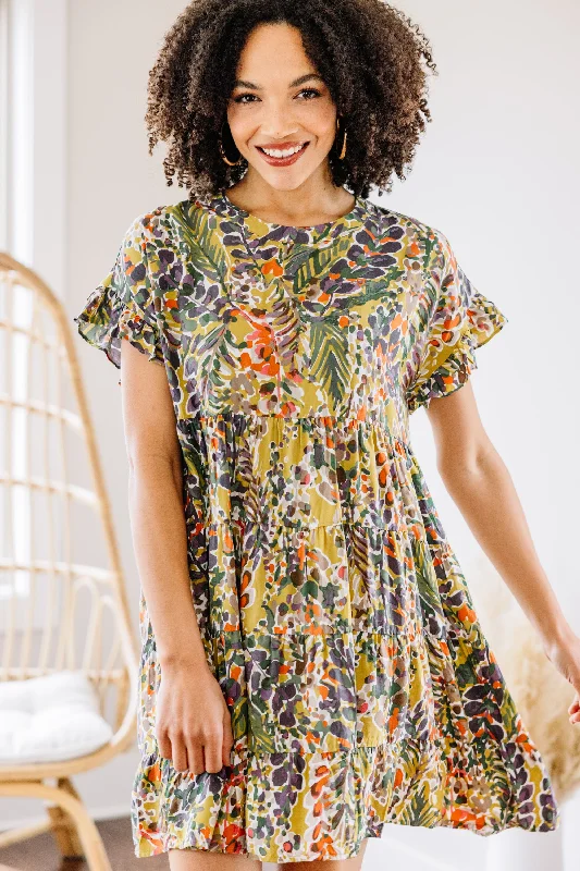 Savings Alert Just You Wait Light Moss Green Babydoll Dress