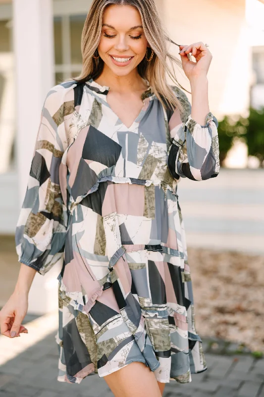 The Best Prices Promised Fun Gray Abstract Dress