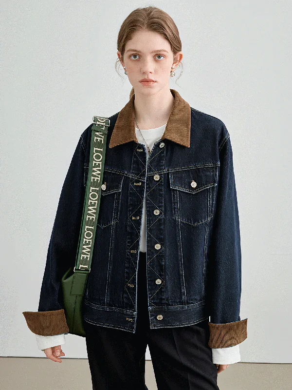 Special Savings Autumn Denim Jacket, Loose Slimming Design With Patchwork