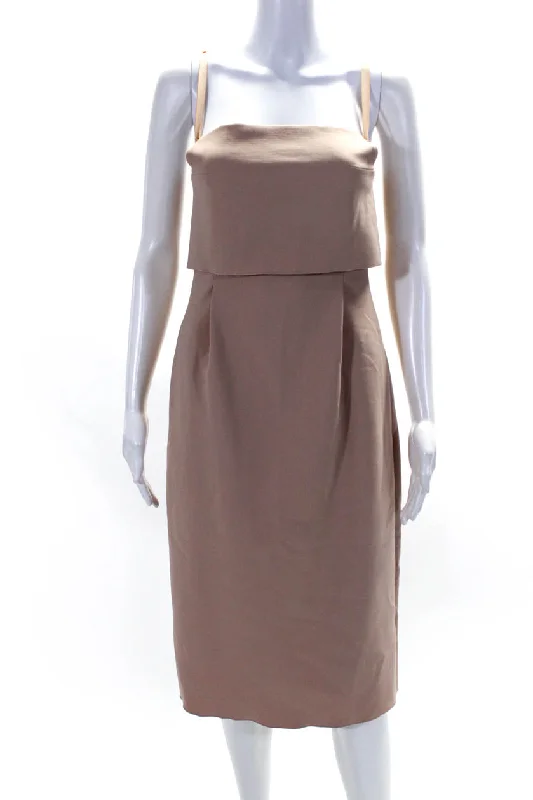 Year-End Sale Dion Lee Women's Spaghetti Strap Square Neck Sheath Dress Pink