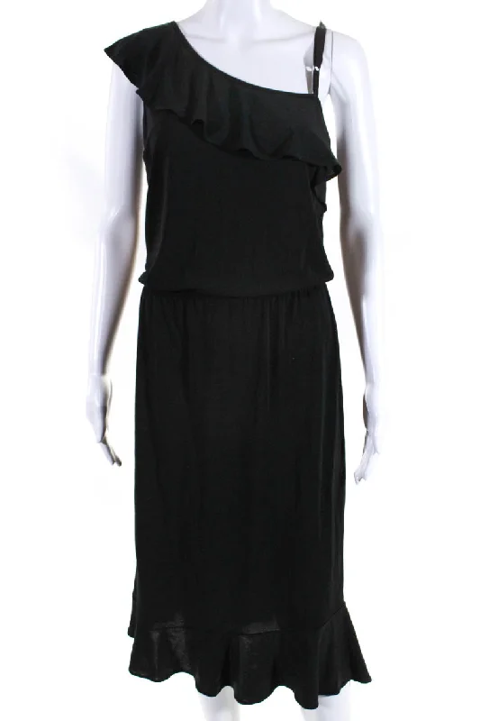 Mega Sale Dolce & Gabbana Womens Ruffled One Shoulder Maxi Dress Black