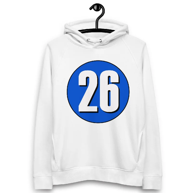 Price Rollback Unisex pullover hoodie: White on Periwinkle 26